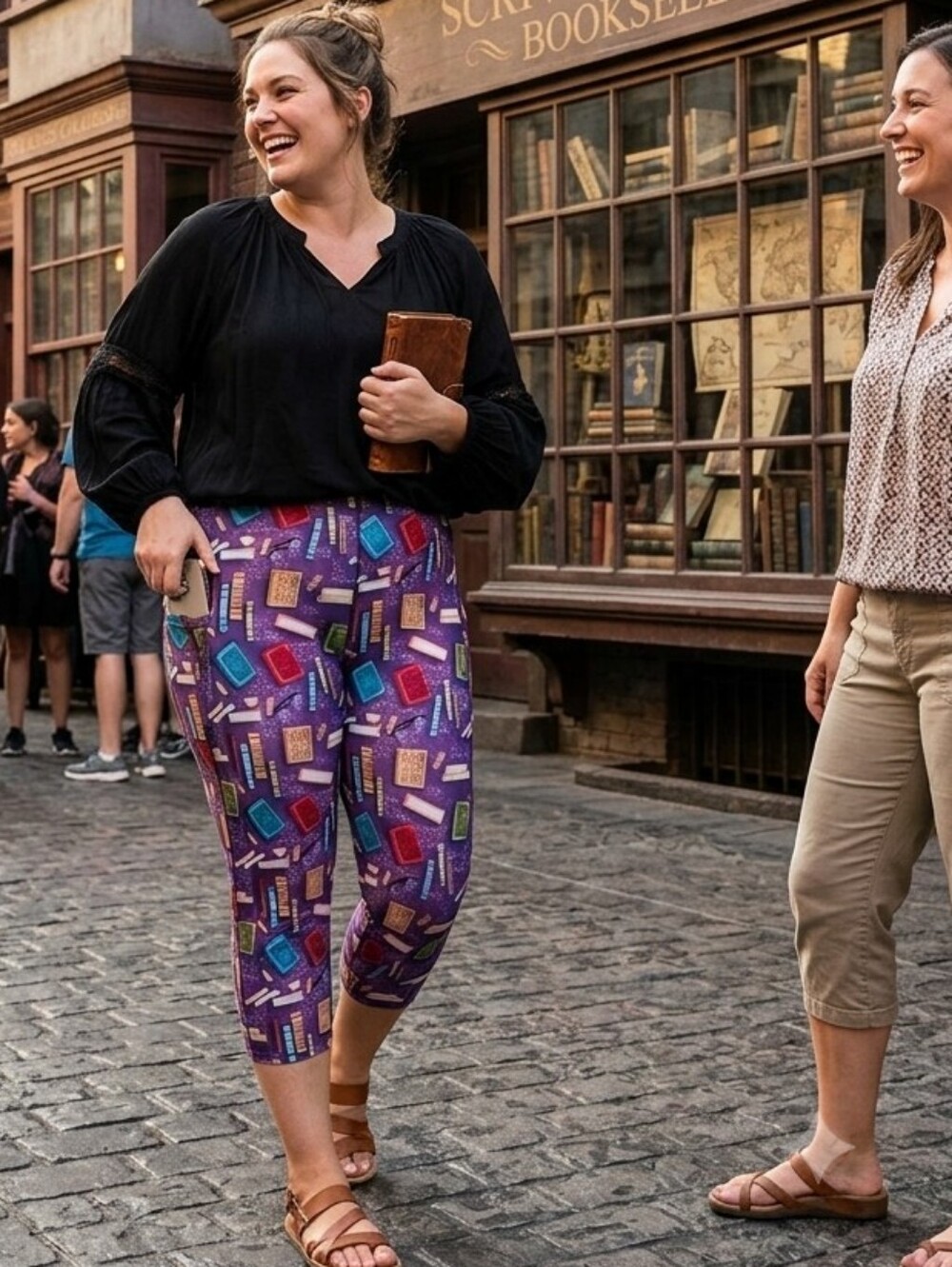 Magic Books Purple Capris TC2 Fantasy NIB NEW Pocket Capri Leggings